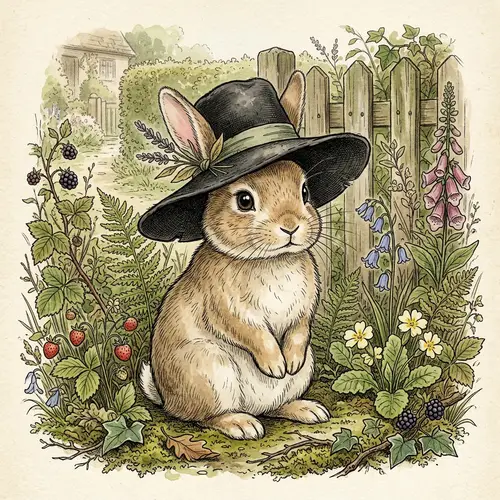 Delightful Rabbit in Vintage Illustration Style | Beatrix Potter Inspired Art