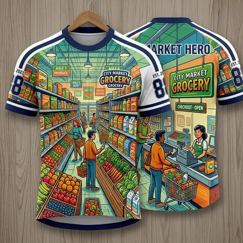 Vibrant Grocery Store Jersey Design for Sportswear