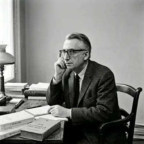 Vintage Black and White Portrait of Roland Barthes