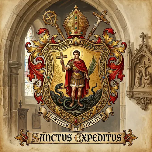 Saint Expedite Coat of Arms: Symbol of Faith and Divine Protection