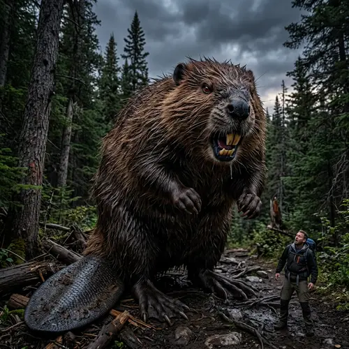 Gigantic Angry Beaver Standing Upright