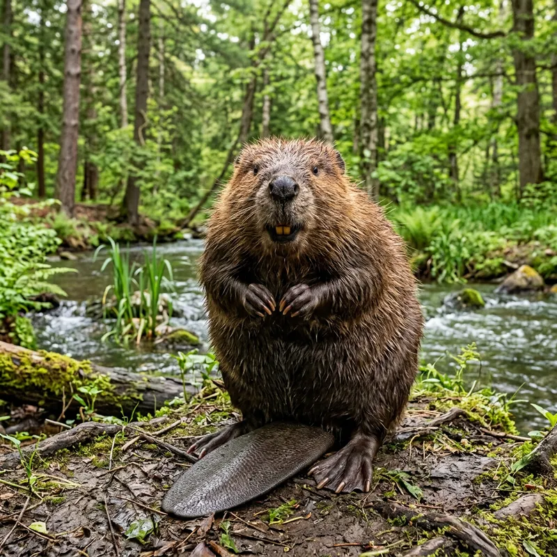 Agitated Beaver with Large Buck Teeth - Angry Aquatic Creature