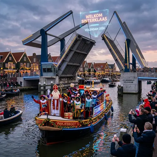 Holiday Scene with Sinterklaas in Volendam Village