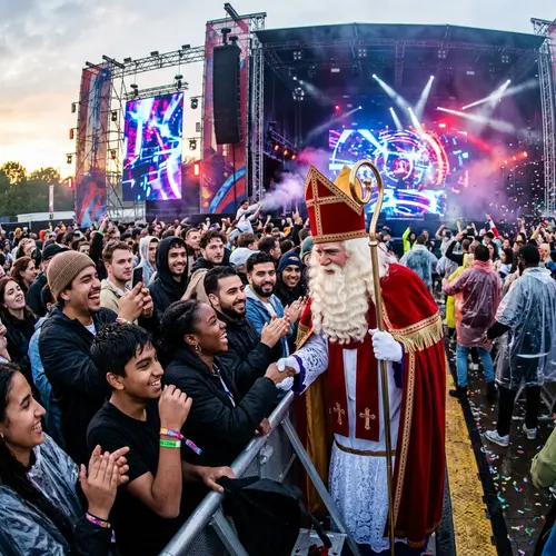 Sinterklaas Celebration with Multicultural Unity at Dutch Techno Festival