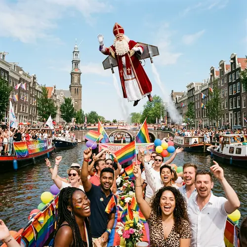 Celebrate with Amsterdam's Father Christmas at Canal Pride Festival