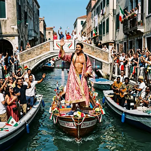 Festive Boat Parade in European City: Unity and Celebration