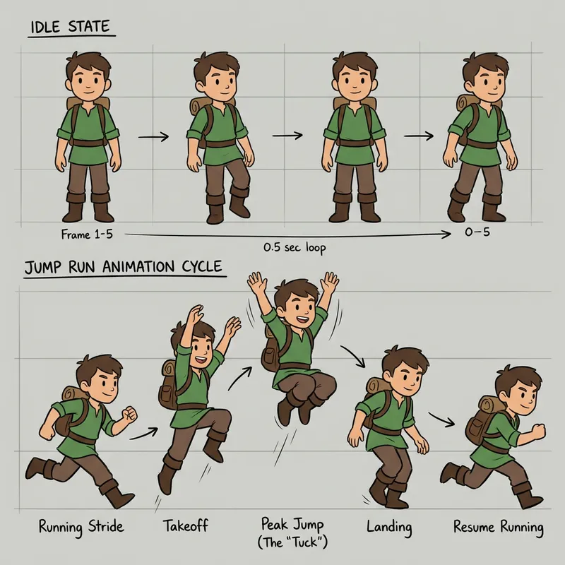 Idle and Jump Running Animation for Video Game Character Idle and Jump Running Animation for Video Game Character
