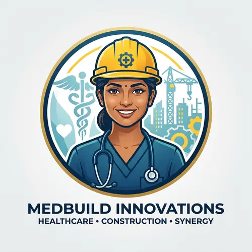 Medical Professional Woman with Construction Hard Hat Logo Design