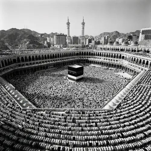 Holy Mosque in Mecca - A Timeless Black and White Documentary Perspective