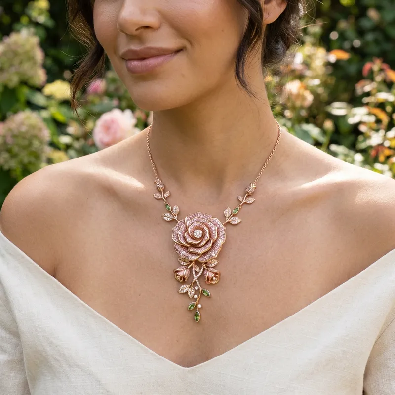 Elegant Rose-Inspired Necklace - Nature's Touch