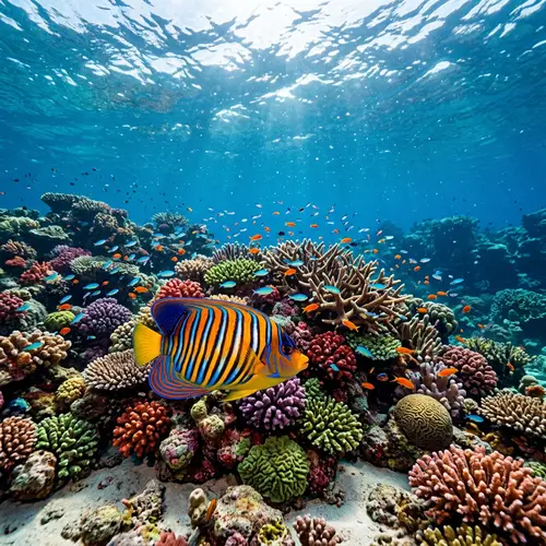 Vibrant Marine Life: Majestic Fish and Colorful Coral Reef