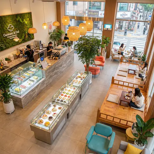 Spacious & Instagramable Dessert Shop Floor Plan in Korea