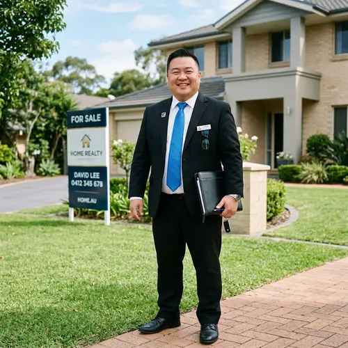 Professional Asian Property Agent in a Black Suit