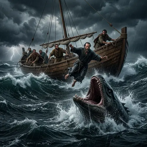 Jonah and the Big Fish: A Stormy Biblical Tale