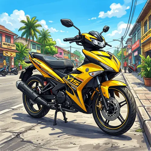 Vibrant Yamaha Y15 MX King Motorcycle Illustration in Brilliant Yellow