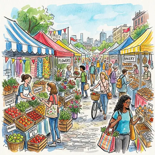 Colorful Isometric Market Illustration