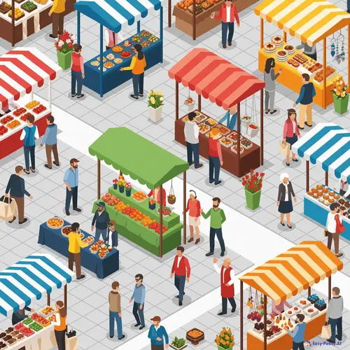 Colorful Isometric Market Illustration