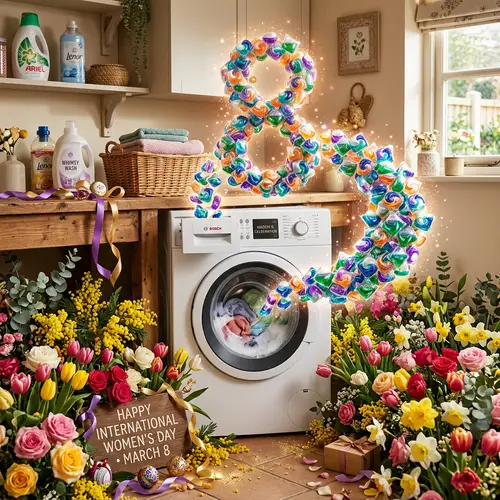 Magical Laundry Capsules Cloud Emerges from Washing Machine | March 8 Festive Vibe