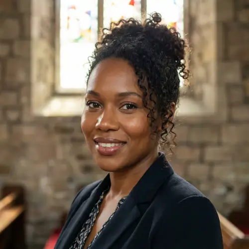 Artistic Portrait of African American Woman in Church Environment
