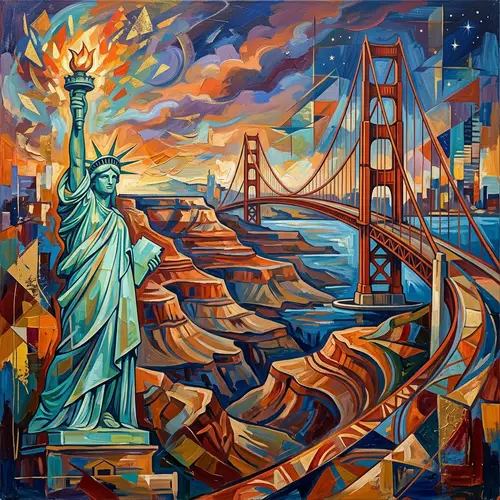 Abstract American Landmarks Art Interpretation