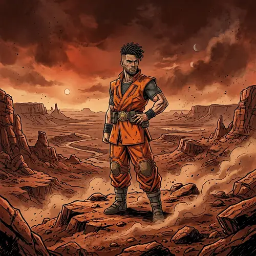 Goku on Mars: Solitude and Determination | Illustration