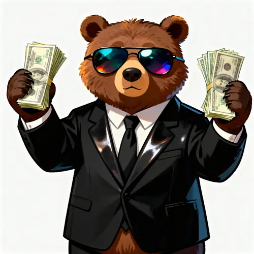 Stylish Bear in Suit: Cool with Cash