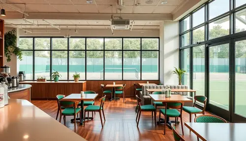 Cozy Tennis-Themed Coffee Shop Bistro Design