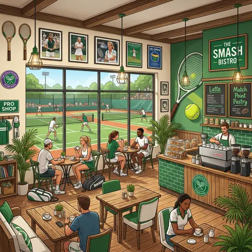 Cozy Tennis-Themed Coffee Shop Bistro Design
