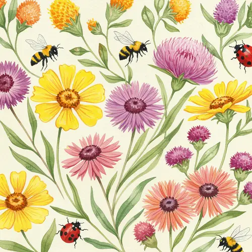 Watercolour Art of Australian Flowers, Bees & Ladybugs