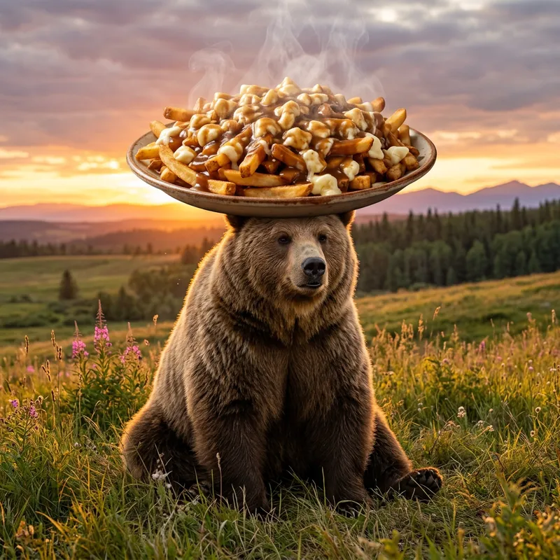 Bear with Poutine: Unusual Canadian Feast Bear with Poutine: Unusual Canadian Feast