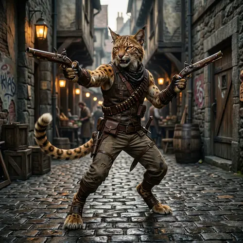 Tabaxi Male with Dual Pistols