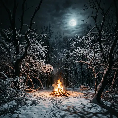 Eerie Night in the Snowy Woods | Scary Moonlit Scene