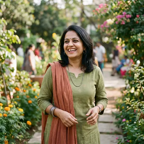 Charming Indian Woman in 40s with Joyful Smile | Casual & Stylish Look