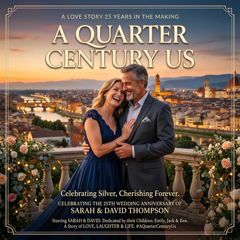 25th Wedding Anniversary Movie Poster Design