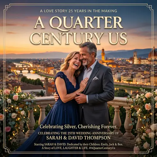 25th Wedding Anniversary Movie Poster Design