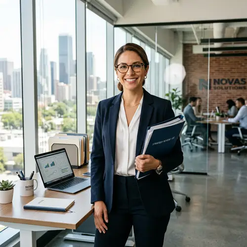 Hispanic Business Woman Confident in Modern Office Setting