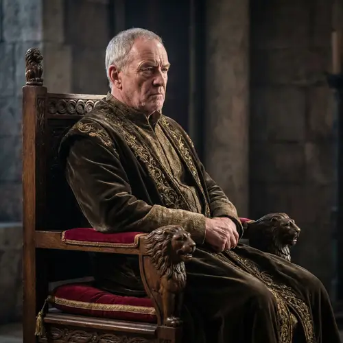 Regal Throne: Older Man With Stern Look