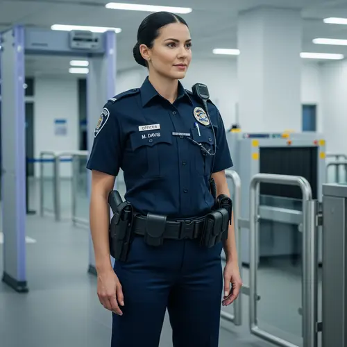 Female Security Officer in Police Style Uniform