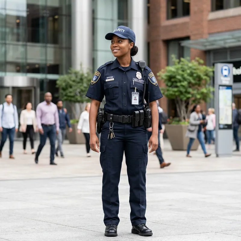 Female Security Officer in Police Style Uniform Female Security Officer in Police Style Uniform