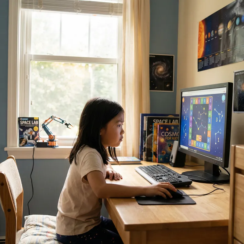 Child Watching Computer: Engaging Interactive Learning for Kids