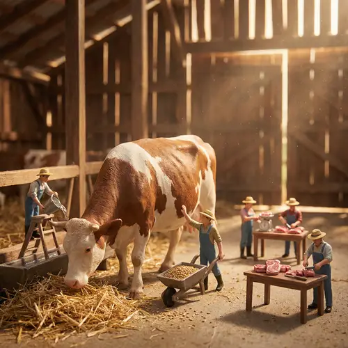 Dynamic Tiny Farmers and Butchers at Work