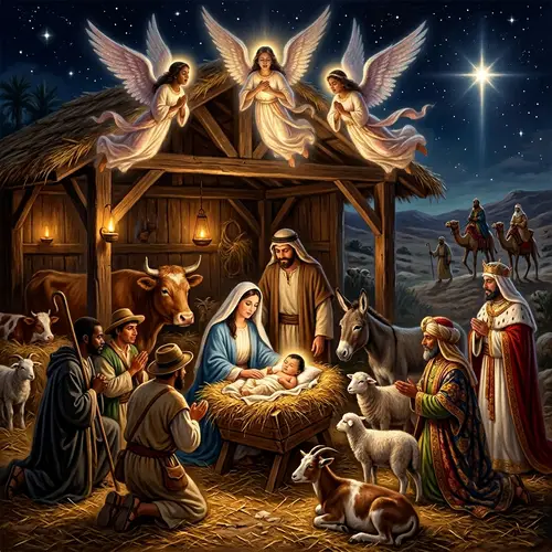 Diverse Nativity Scene with Baby Jesus - Christmas Home Decor