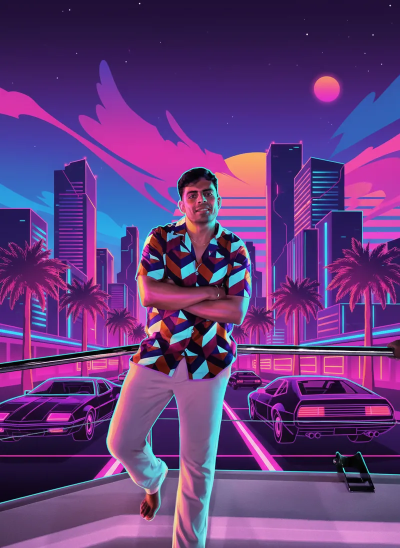 Vibrant Synthwave Artwork Creation