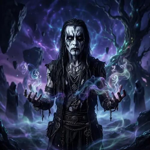 Ethereal Creature with Black Metal Face Paint and Dream-like Powers