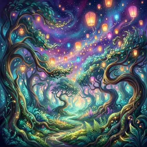 Enchanting Mystical Forest Digital Painting