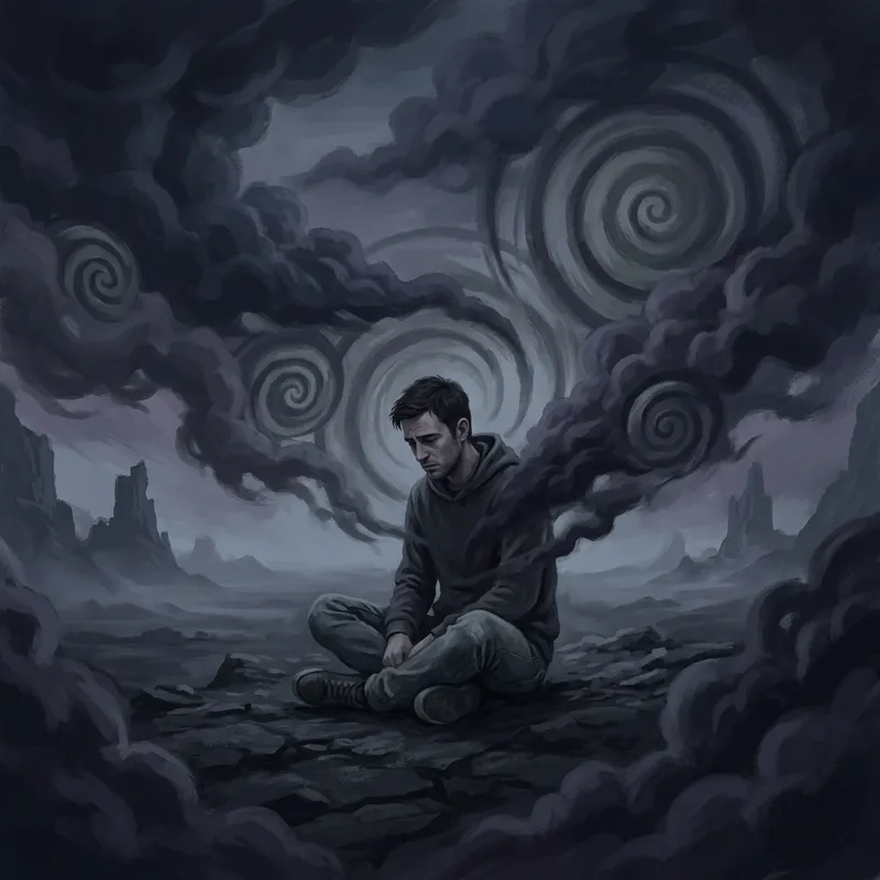 Man's Inner World: Depicting Depression With Shadows and Isolation