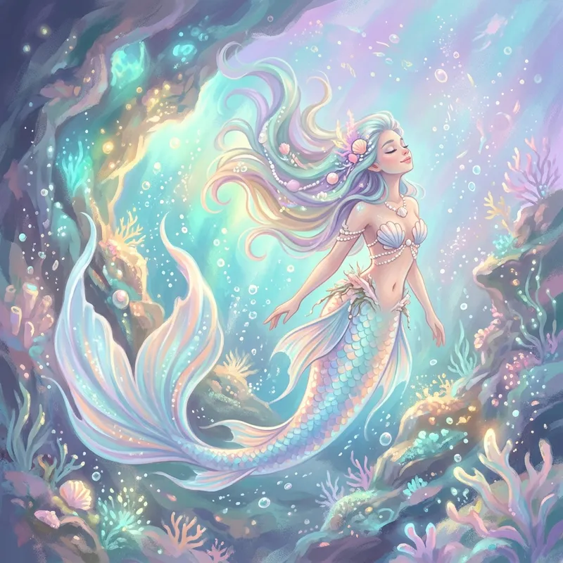 Ethereal Mermaid in Glowing Underwater Cave - Fantasy Art Ethereal Mermaid in Glowing Underwater Cave - Fantasy Art