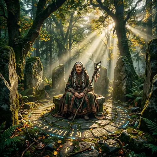 Mystical Oracle in Enchanted Stone Circle