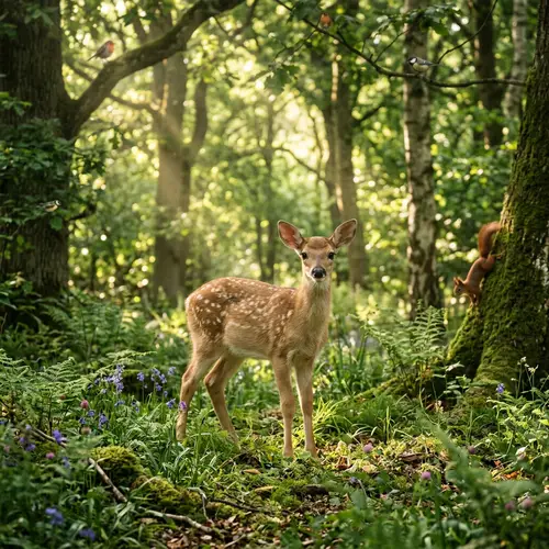 Semi-Realistic Image of Tender Deer in Verdant Glade