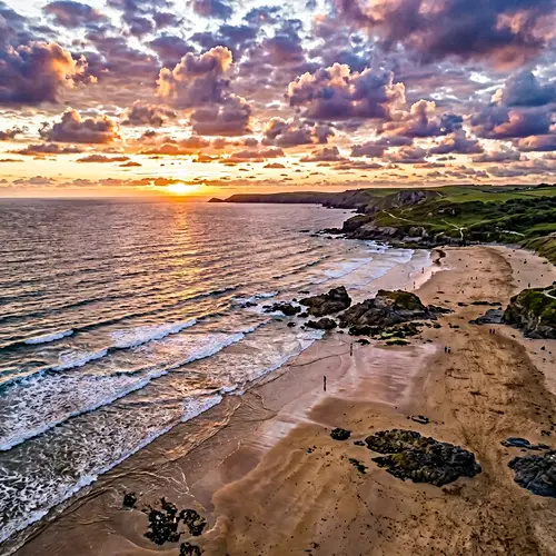 Drone Captures Serene UK Beach Scene